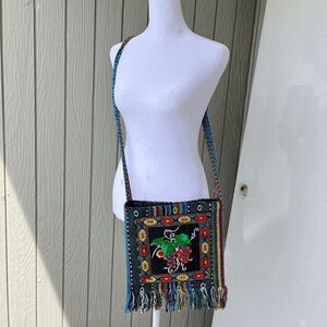 Colorful Handmade Mexican Crossbody Boho Festival Hippy Bag embroidered tapestry